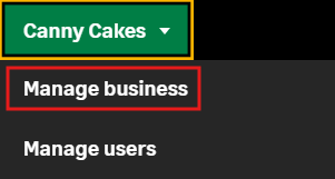 Manage business menu